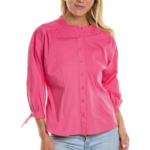Donna Karan size XL Pink Tie-Sleeve Elegant Button Down Preppy Office - Picture 1 of 11